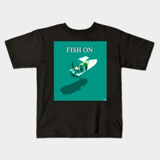 Fish On with text Kids T-Shirt